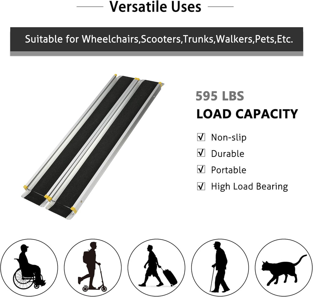 7FT Portable Adjustable Telescoping Wheelchair Ramp F265