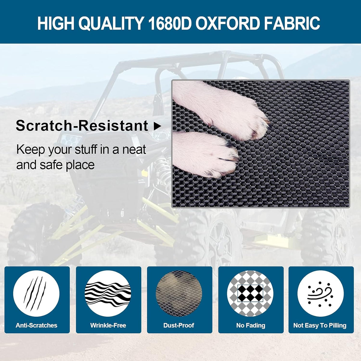 UTV Large Roll Cage Organizer, Cargo Rear Storage Bag with Reflective Strip B235916