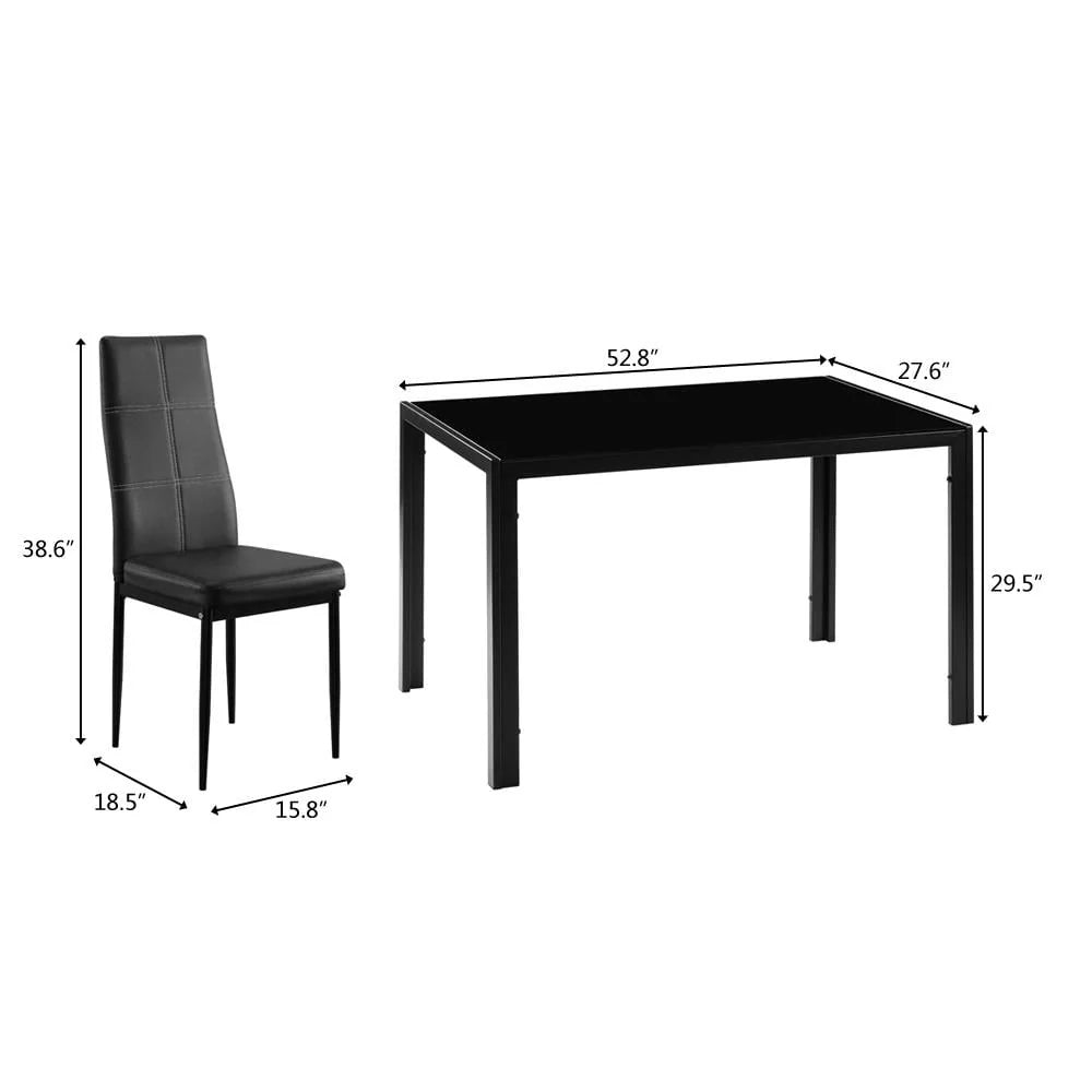 7 Piece Glass Metal Dining Set with 6 Chairs A93696