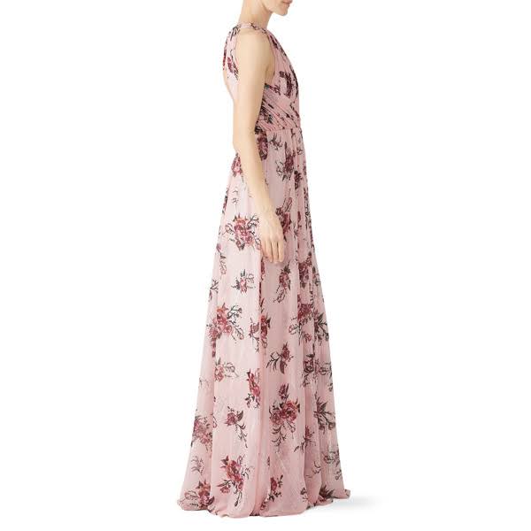 Blush Printed Floral Gown W1733