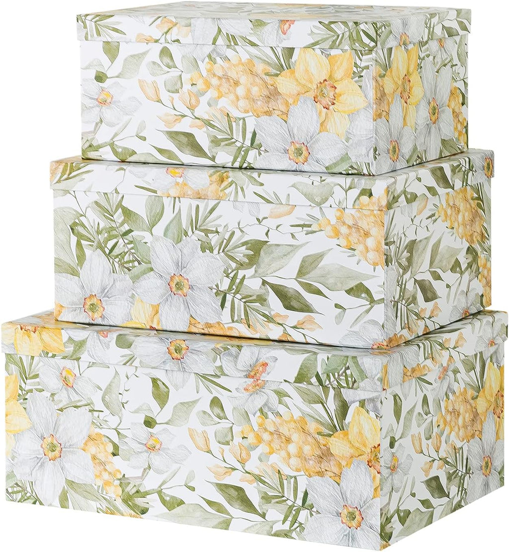 Decorative Storage Cardboard Boxes with Lids, Set of 3 K3063