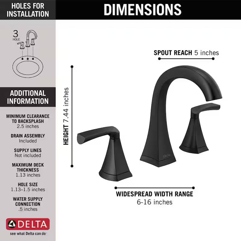 Matte Black 2-Handle Bathroom Faucet R13314