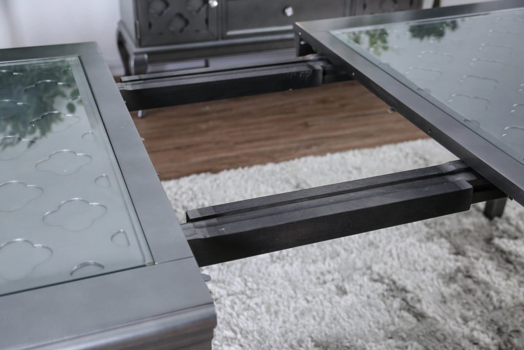 Silver Glass Table with Leaf K518619