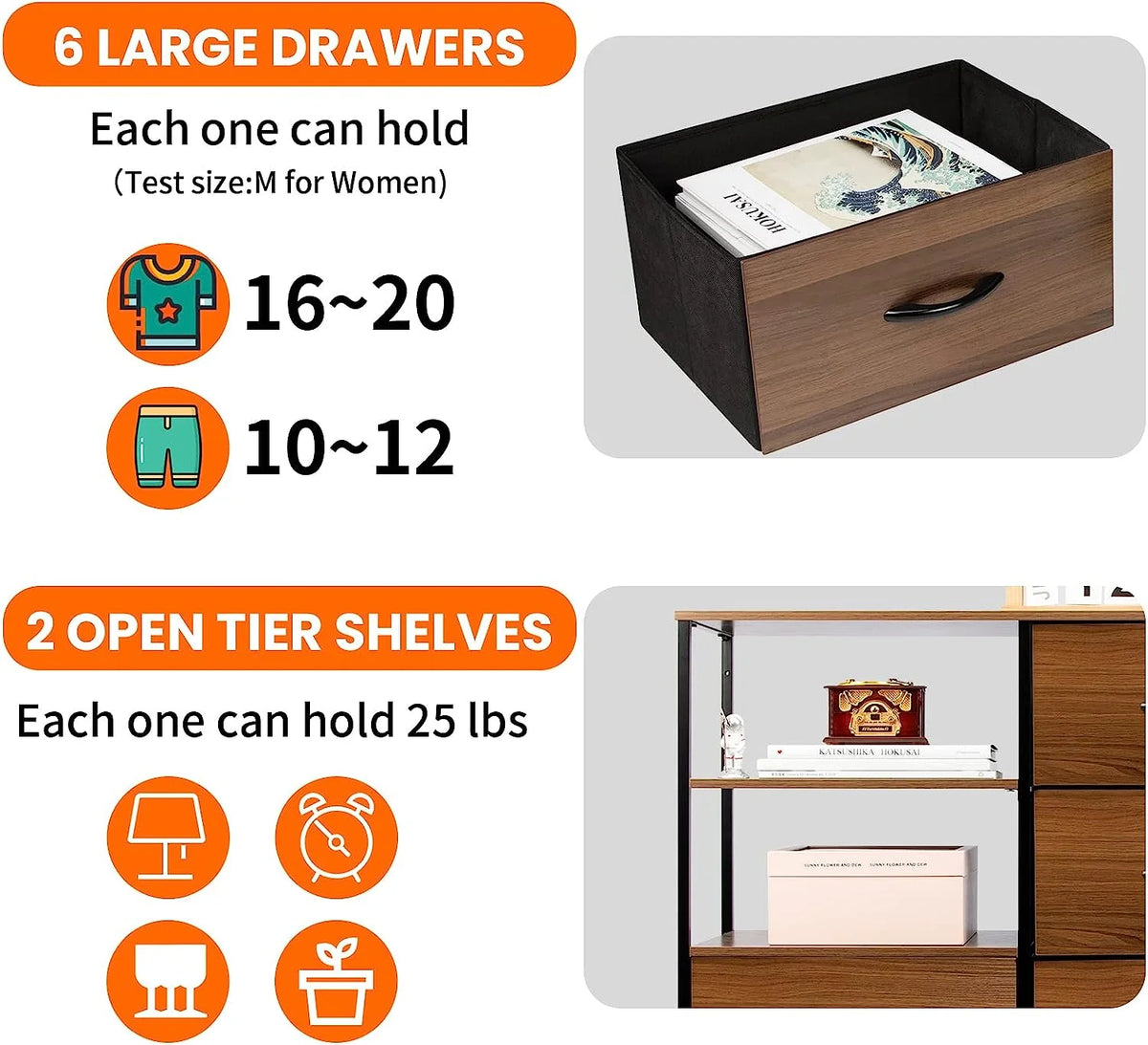 Fabric Dresser with 4 Drawers and 2 Side Shelf K82496