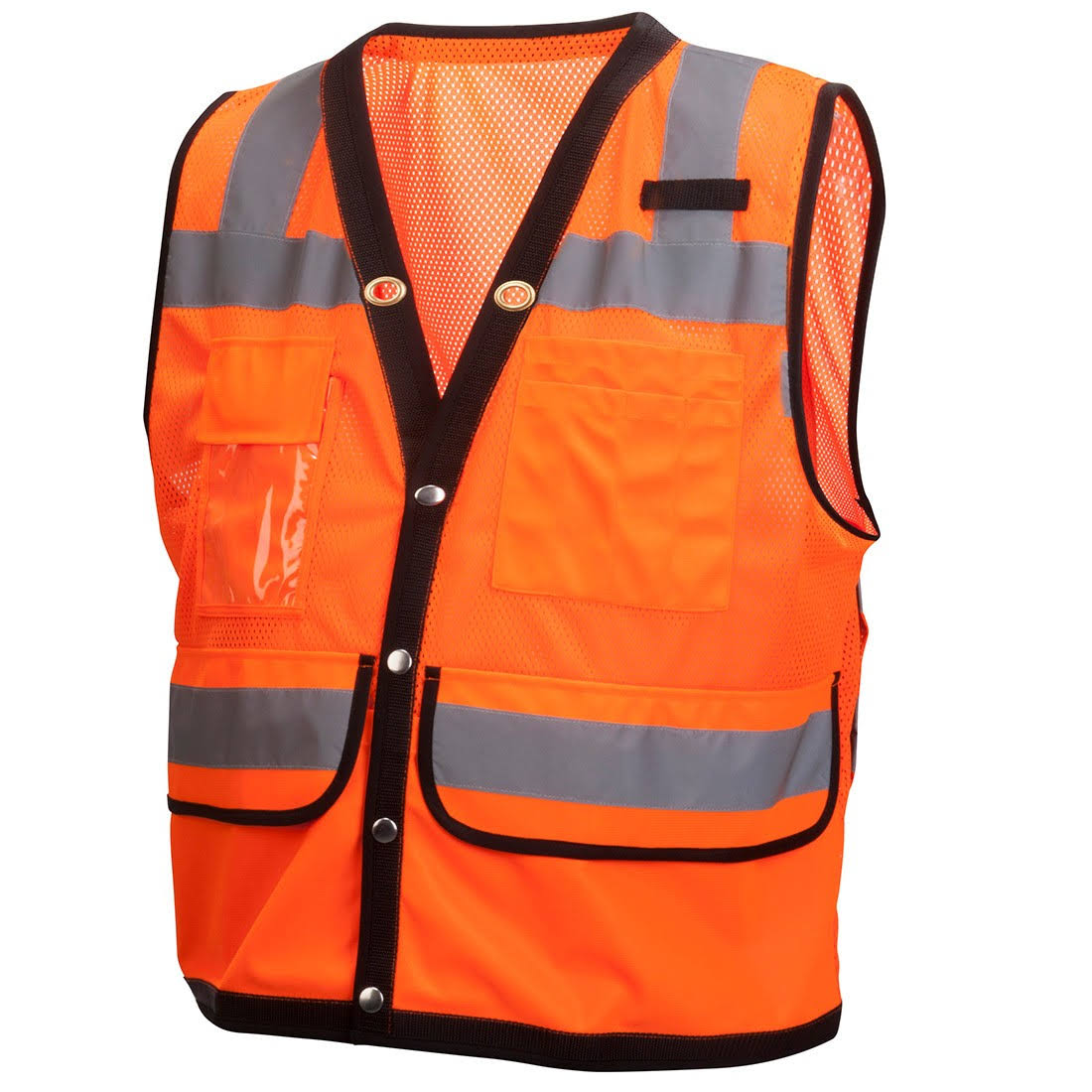 Hi-Vis Orange Safety Vest with Black Trim T763