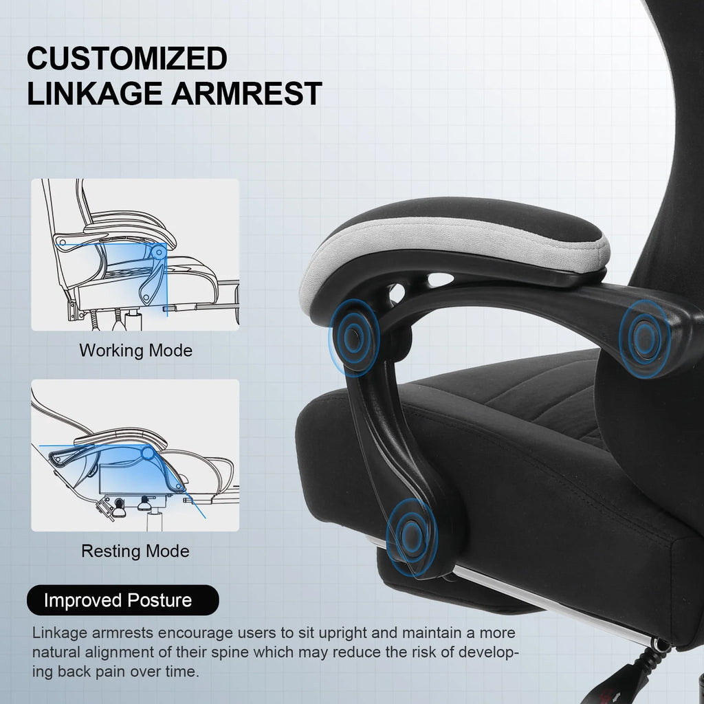 Lightblue Ergonomic Gaming Chair with Footrest E9481