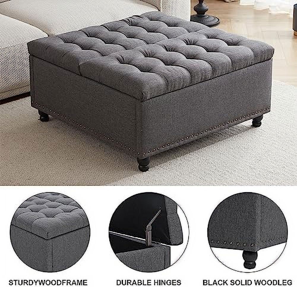 Large Square Tufted Upholstered Ottoman Bench M84787