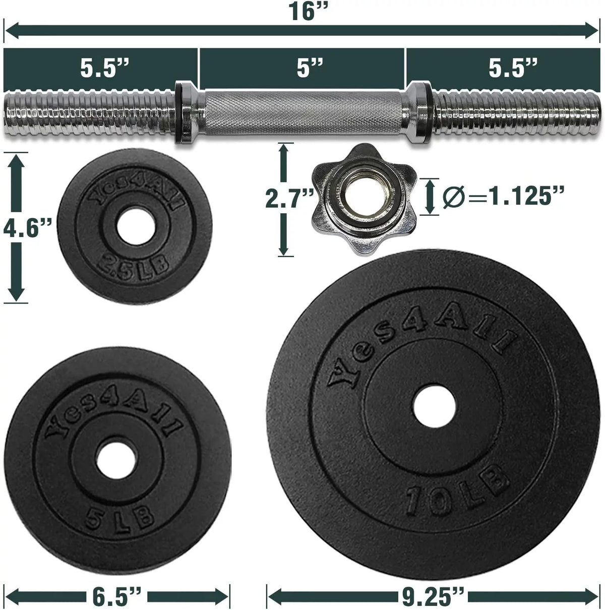 200 lbs Adjustable Cast Iron Dumbbell Set E983978