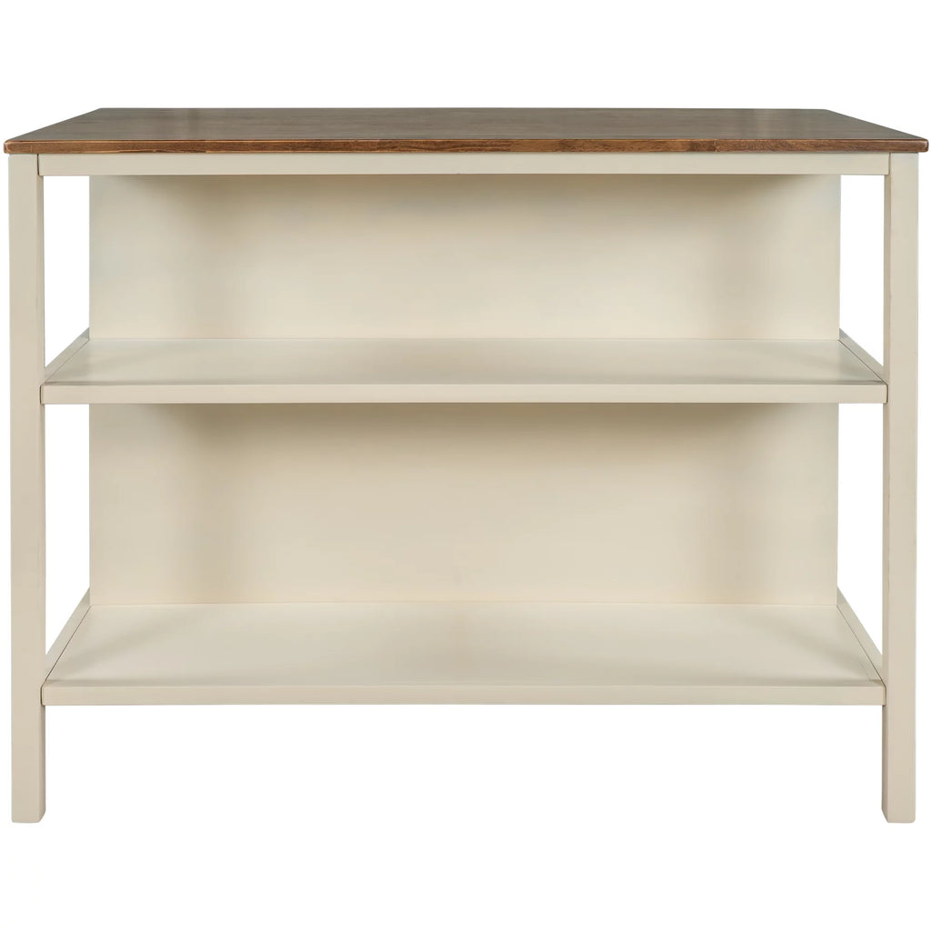 Solid Wood Kitchen Island with 2 Open Shelves H1698
