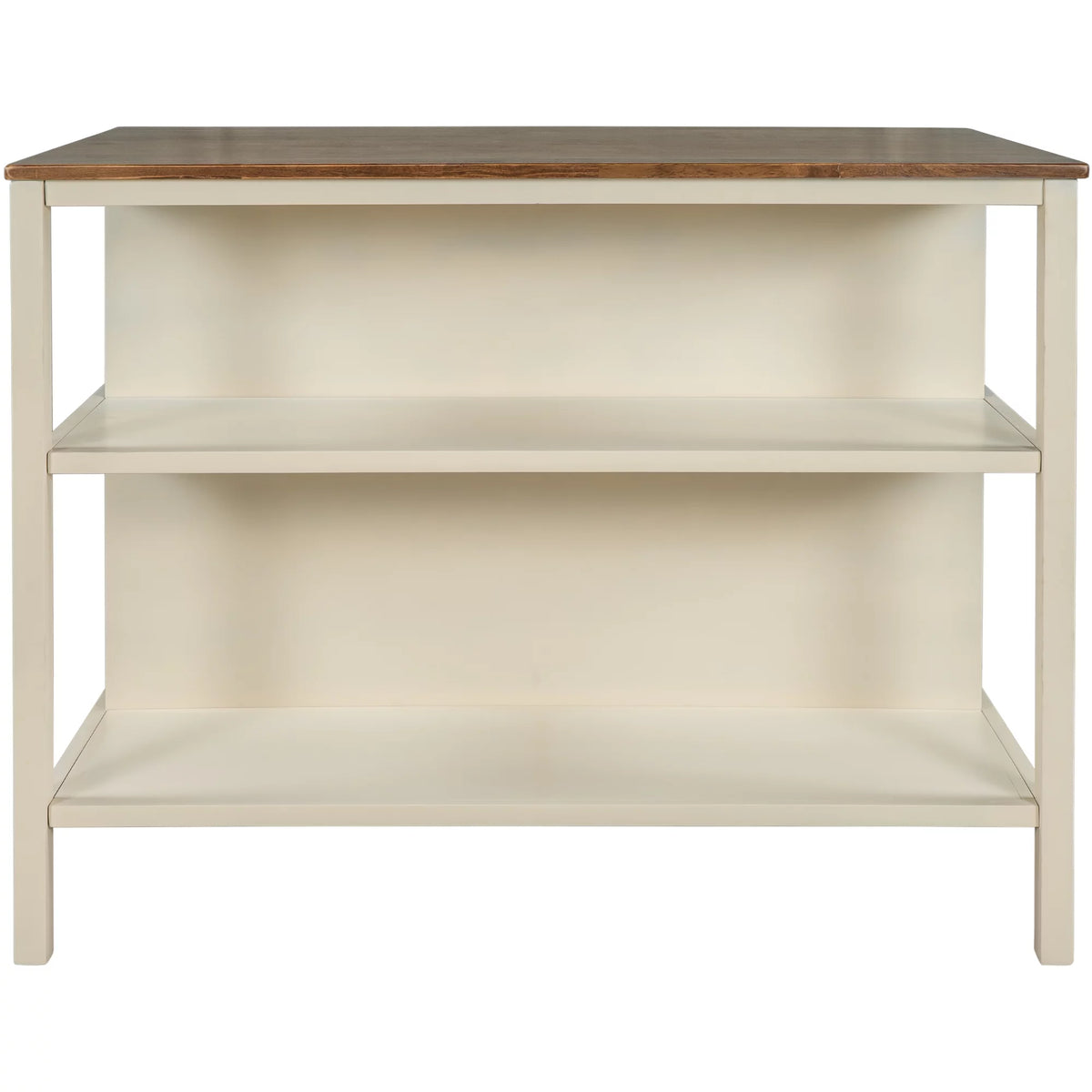 Solid Wood Kitchen Island with 2 Open Shelves H1698