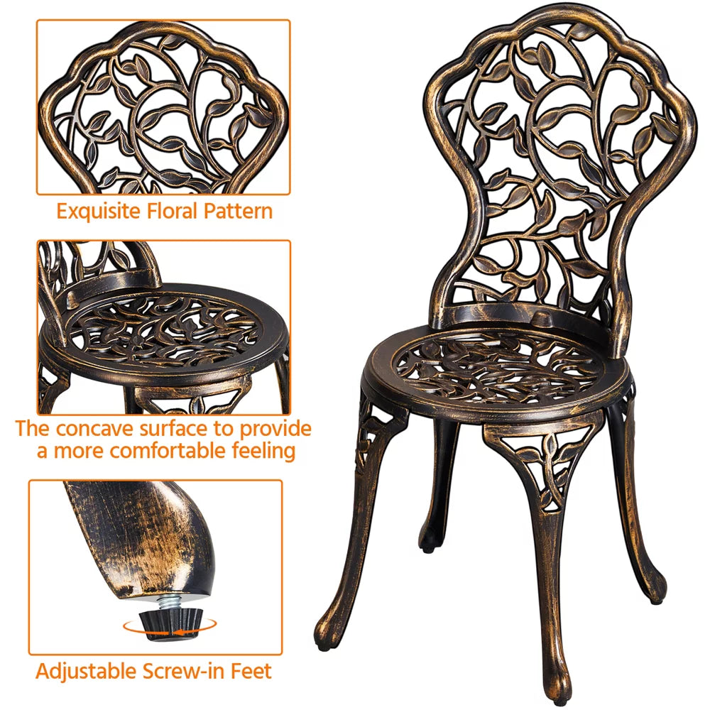 3-Piece Cast Aluminum Patio Bistro Table Set U9985