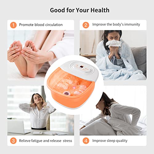 Foot Spa Bath Massager with Heat Bubbles Vibration and Red Light E2828