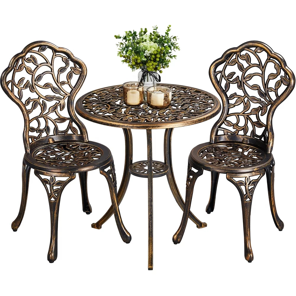 3-Piece Cast Aluminum Patio Bistro Table Set U9985