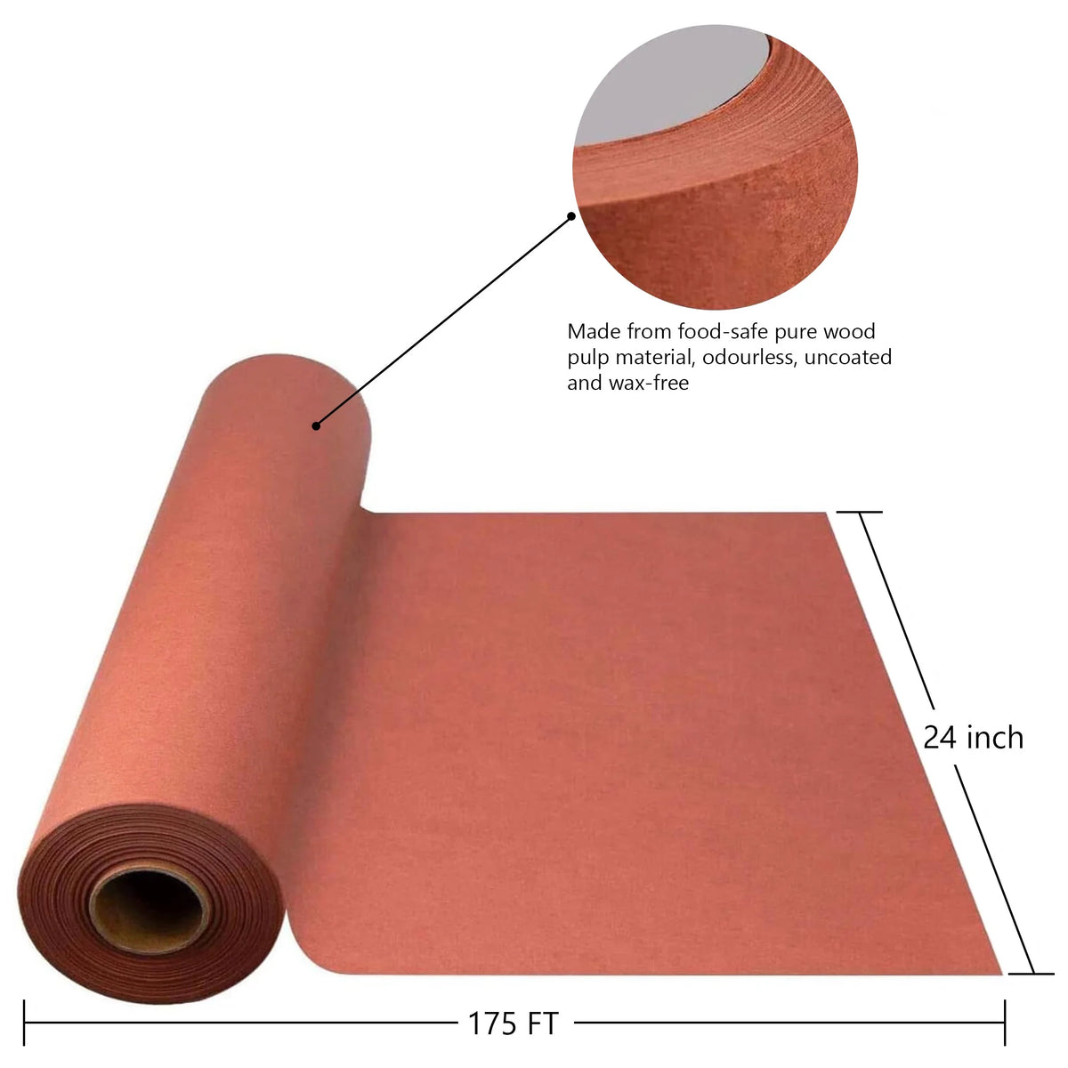 Heavy Duty Butcher Paper Roll 24 inch x 175 feet Food Grade Kraft Paper T11617