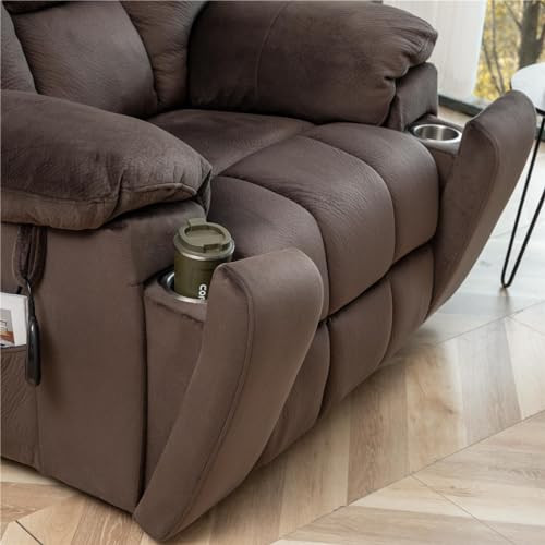 Extra Wide Power Recliner Lift Chair with Heat and Massage (Brown) C374106