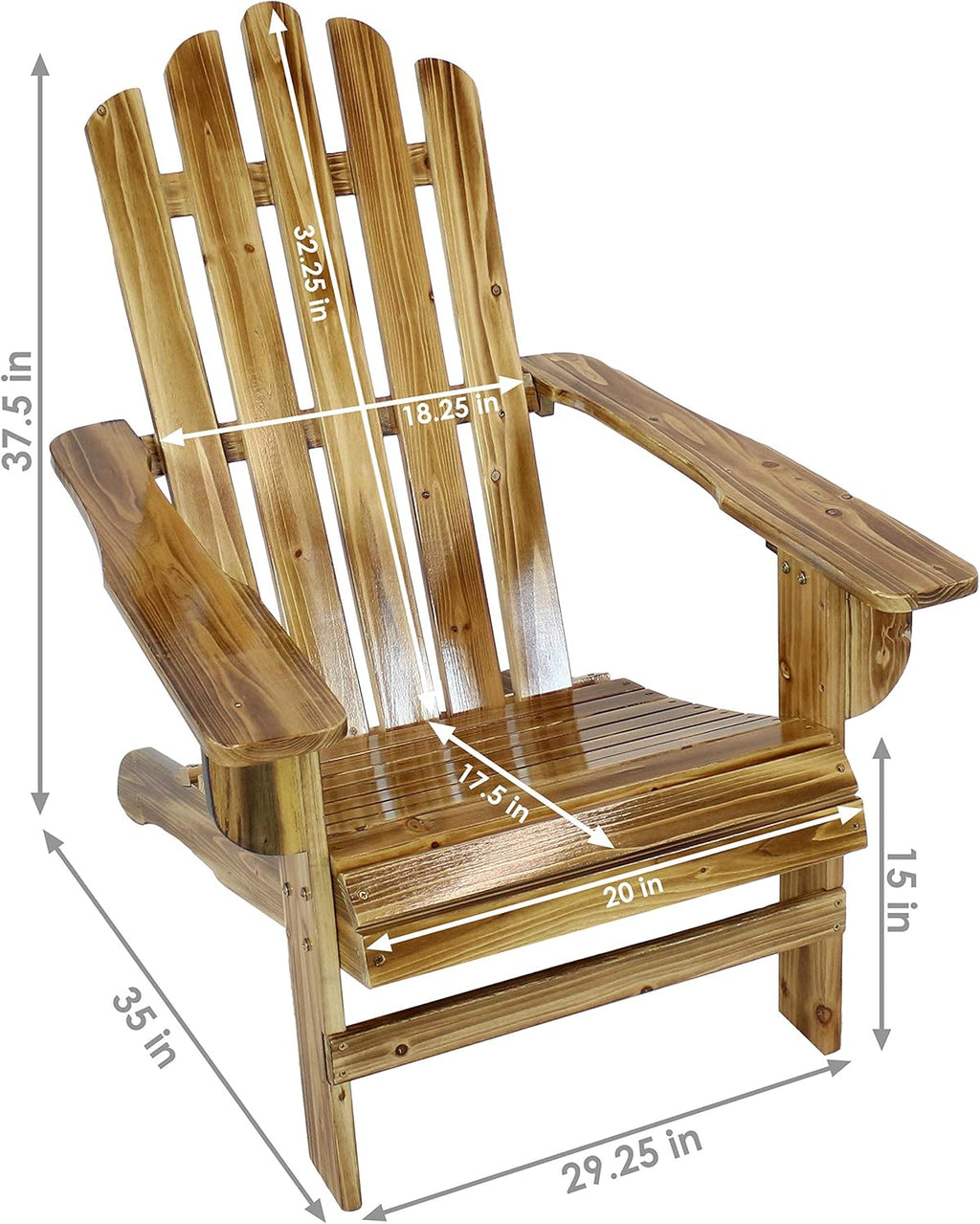 Natural Fir Wood Adirondack Chair H3872