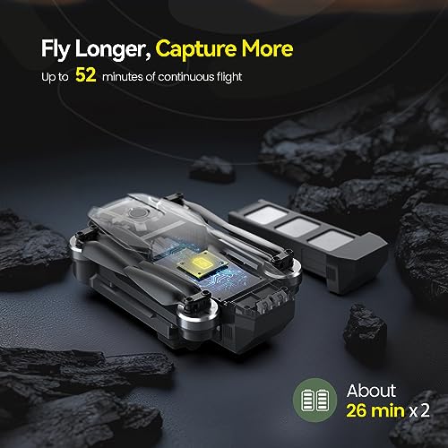 4K UHD GPS Drone with Camera, 52 Minutes Flight Time, Foldable Quadcopter with Brushless Motor R918