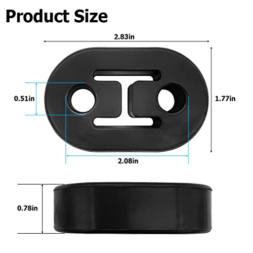 2PCS Universal 2 Holes 0.43inch Heavy Duty Exhaust Rubber Hanger H636