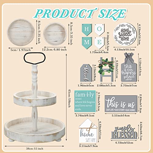 Two Tiered Tray with 11 Pcs Wooden Signs X120771