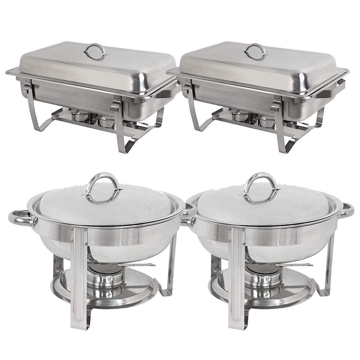 2 Rectangular + 2 Round Chafing Dishes Set H899