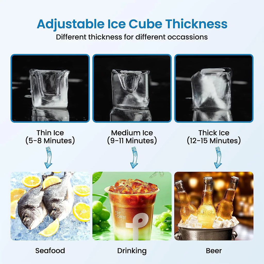 Commercial Stainless Steel Ice Maker with 44lbs Ice Storage Y367