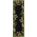 Wool Runner Rug, Black/Green, 2'6" x 12' J12193
