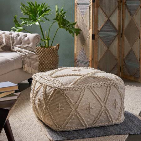 White Rectangular Pouf F653156