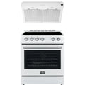 30 Electric Range and Range Hood in White with Silver Handles M723