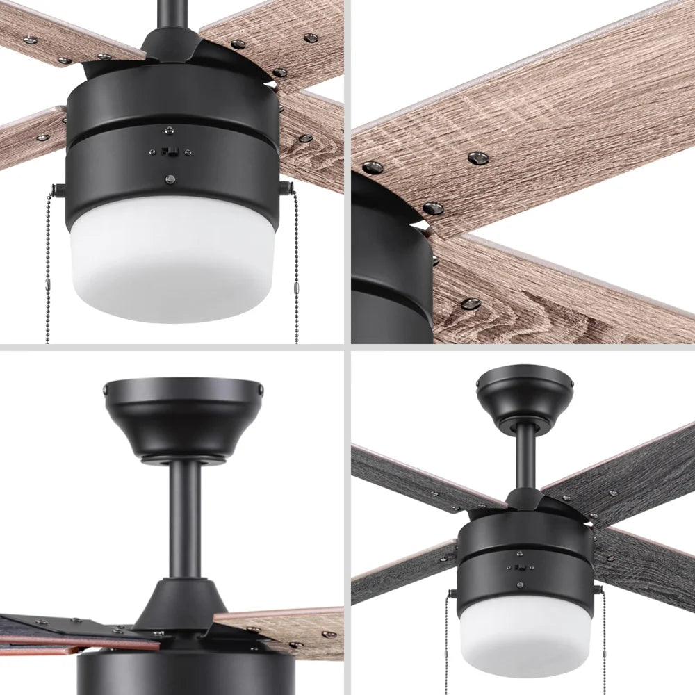 52" Matte Black Indoor Ceiling Fan with Light N748
