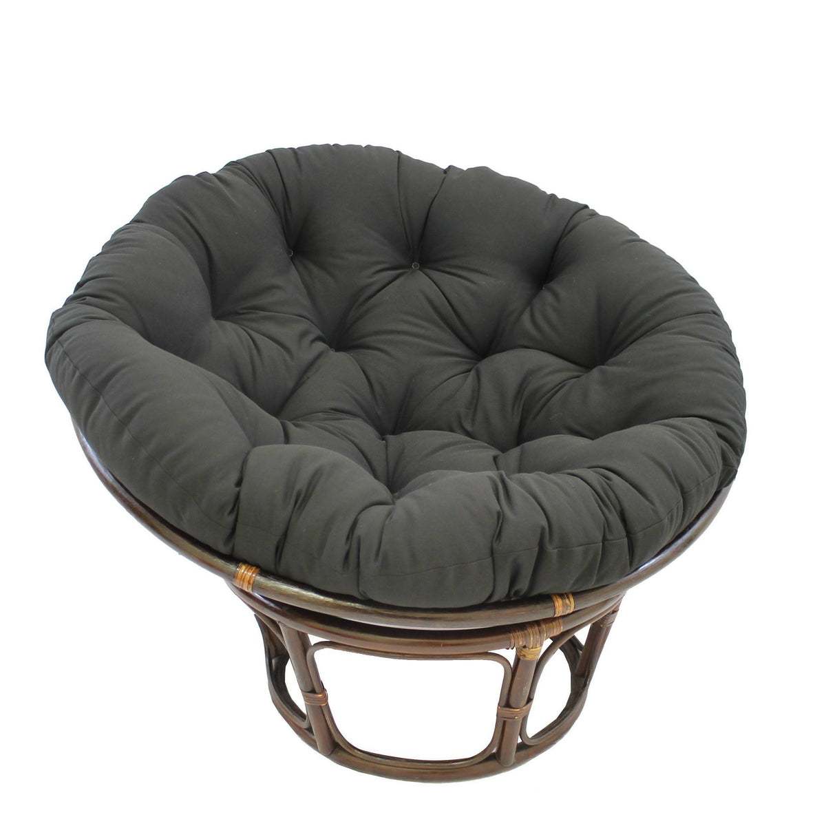 Black Rattan Papasan Chair with Solid Twill Cushion G294