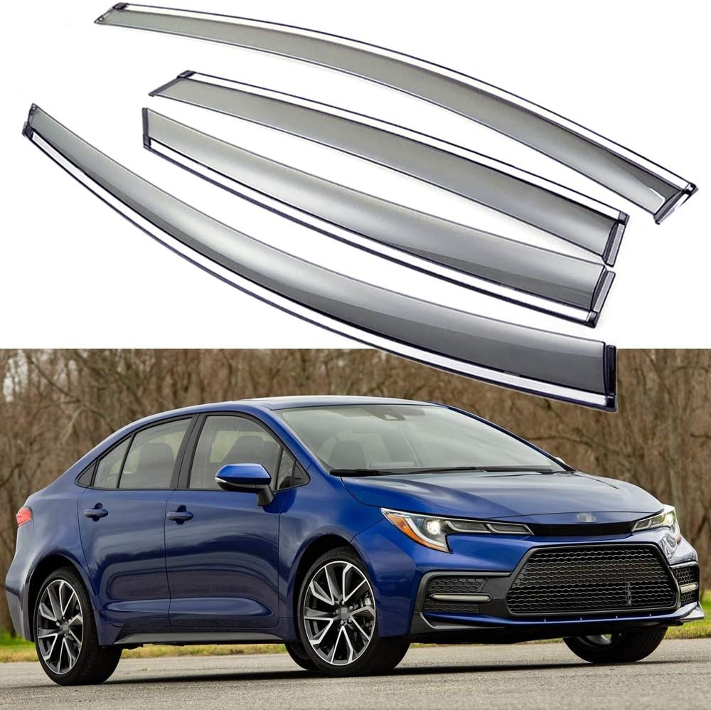 Car Window Visor Vent Shade Deflector Sun/Rain/Fog Guards Pack of 2 F7898