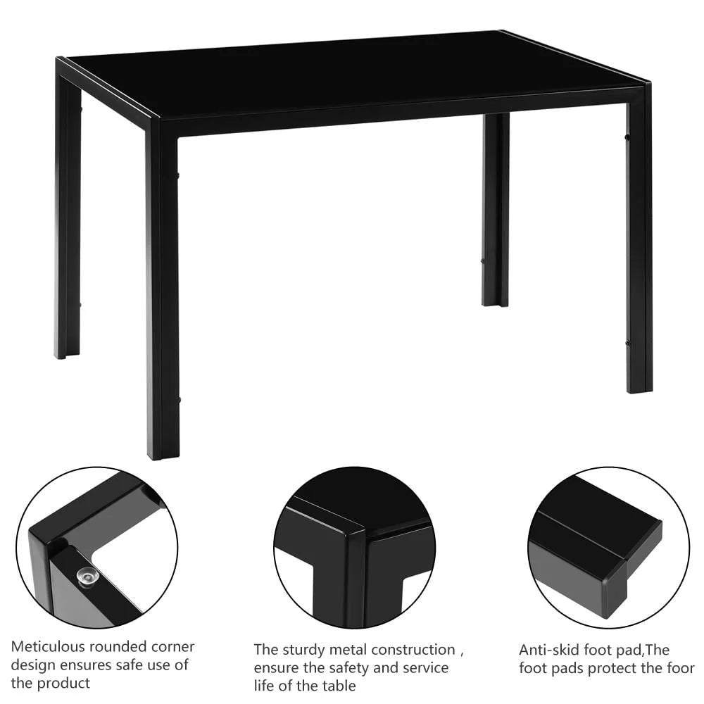 7 Piece Glass Metal Dining Set with 6 Chairs A93696