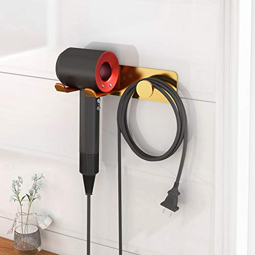 White Stainless Steel Self Adhesive Hair Dryer Holder Y460