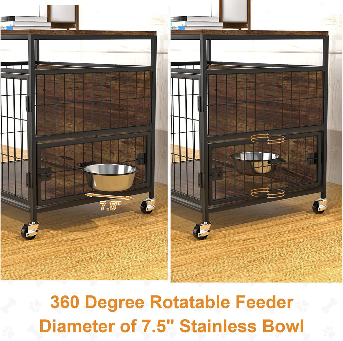 31" Heavy Duty Wooden Dog Crate Furniture with Wheels P607002