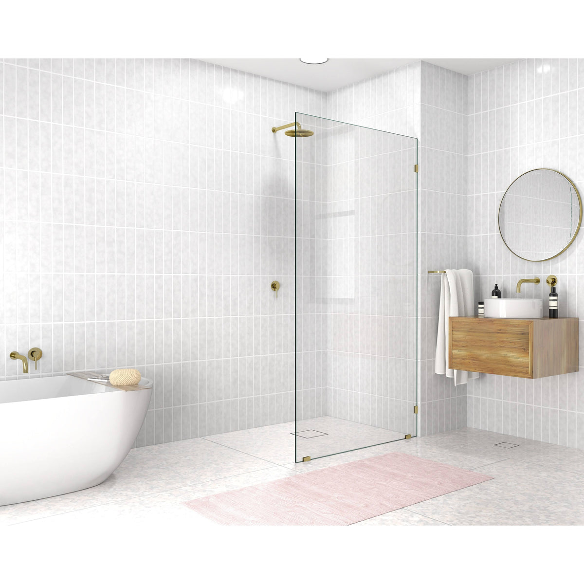 Frameless Fixed Shower Door in Gold Z370602