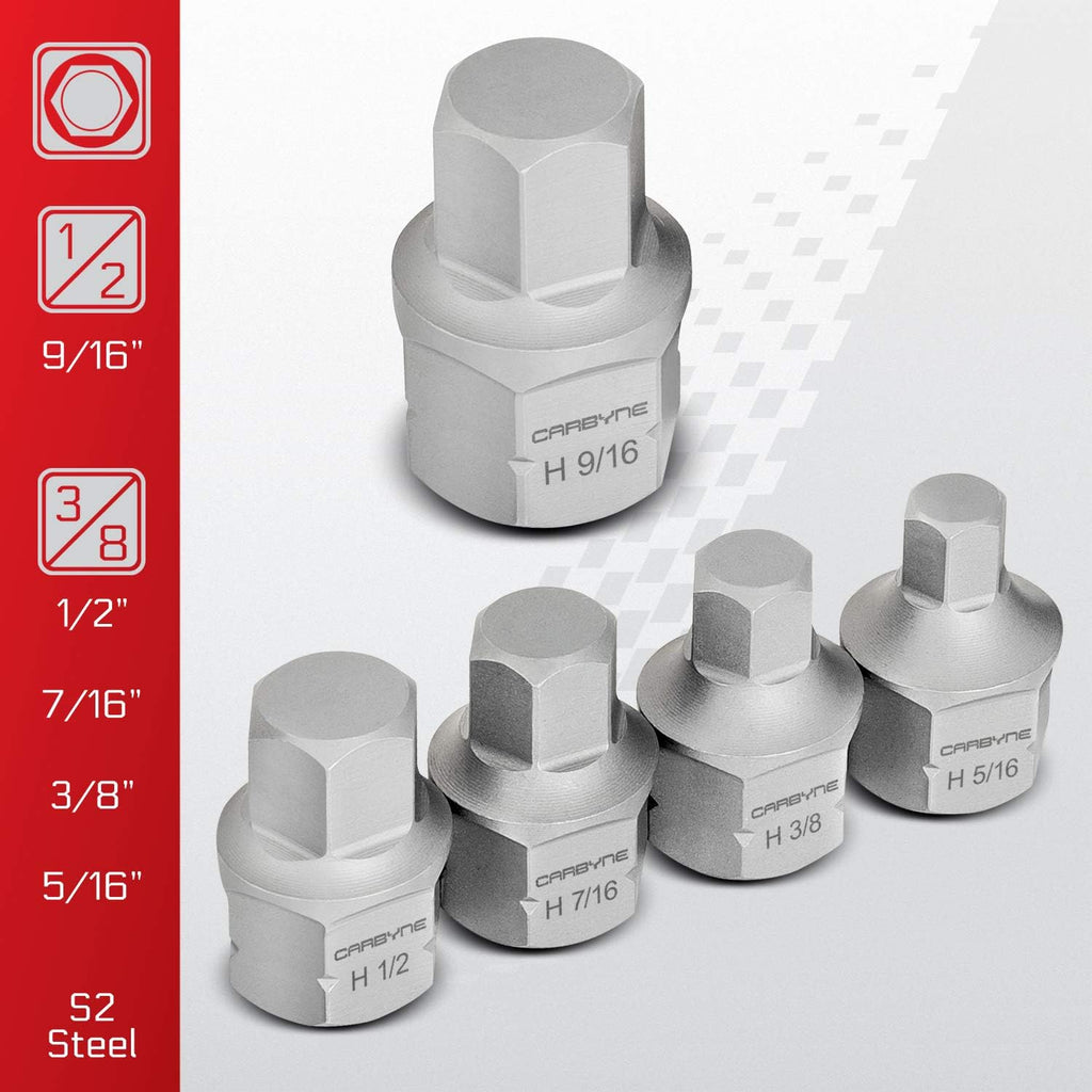 9 Piece SAE Hex Bit Socket Set S-2 Steel E915