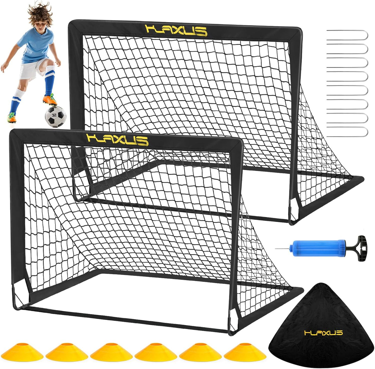2 Set 4x3 ft Portable Pop Up Soccer Net with Soccer Ball E9824