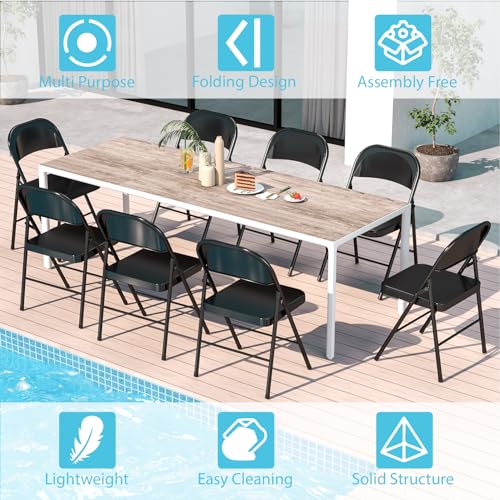 4 Pack Folding Chairs with Padded Cushion & Back (Black) S9965