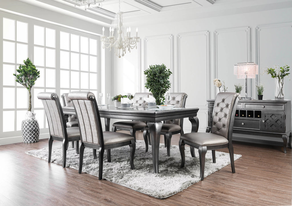 Silver Glass Table with Leaf K518619