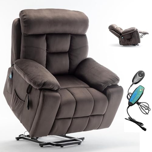 Extra Wide Power Recliner Lift Chair with Heat and Massage (Brown) C374106