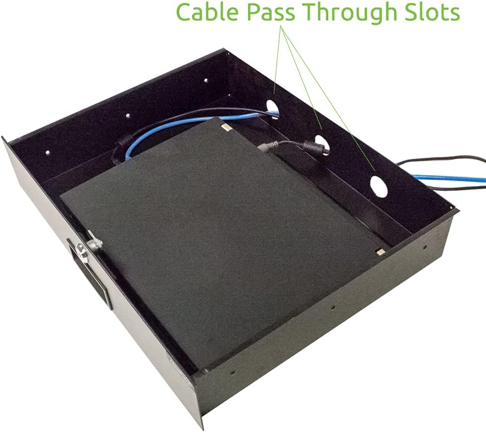 2U Black Rack Mount Drawer with Lock and Key A457
