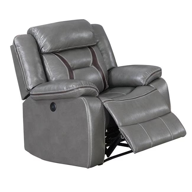 Grey Leatherette Power Glider Recliner with USB Dock H488134