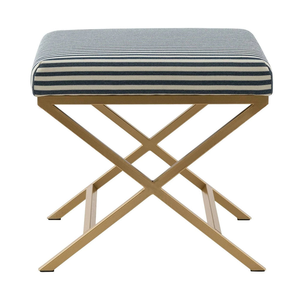 Navy Striped Square Ottoman T396