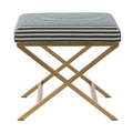 Navy Striped Square Ottoman T396