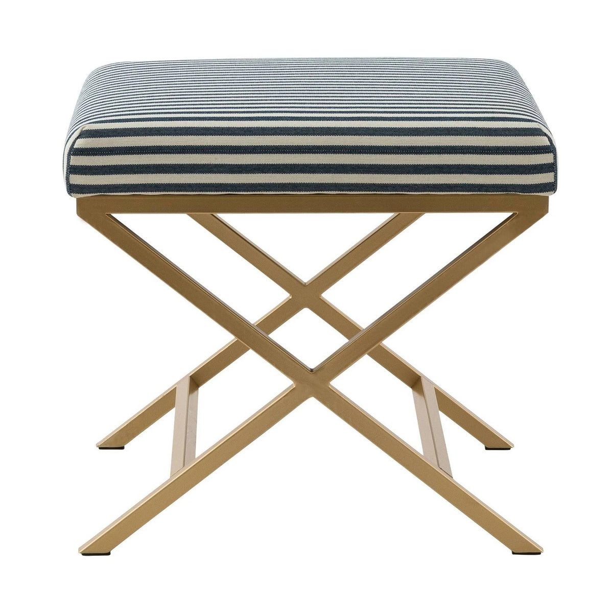Navy Striped Square Ottoman T396