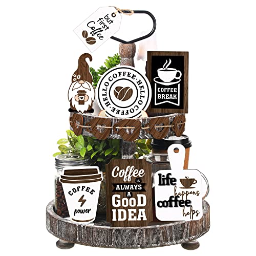 Two Tiered Tray with 11 Pcs Wooden Signs X120771