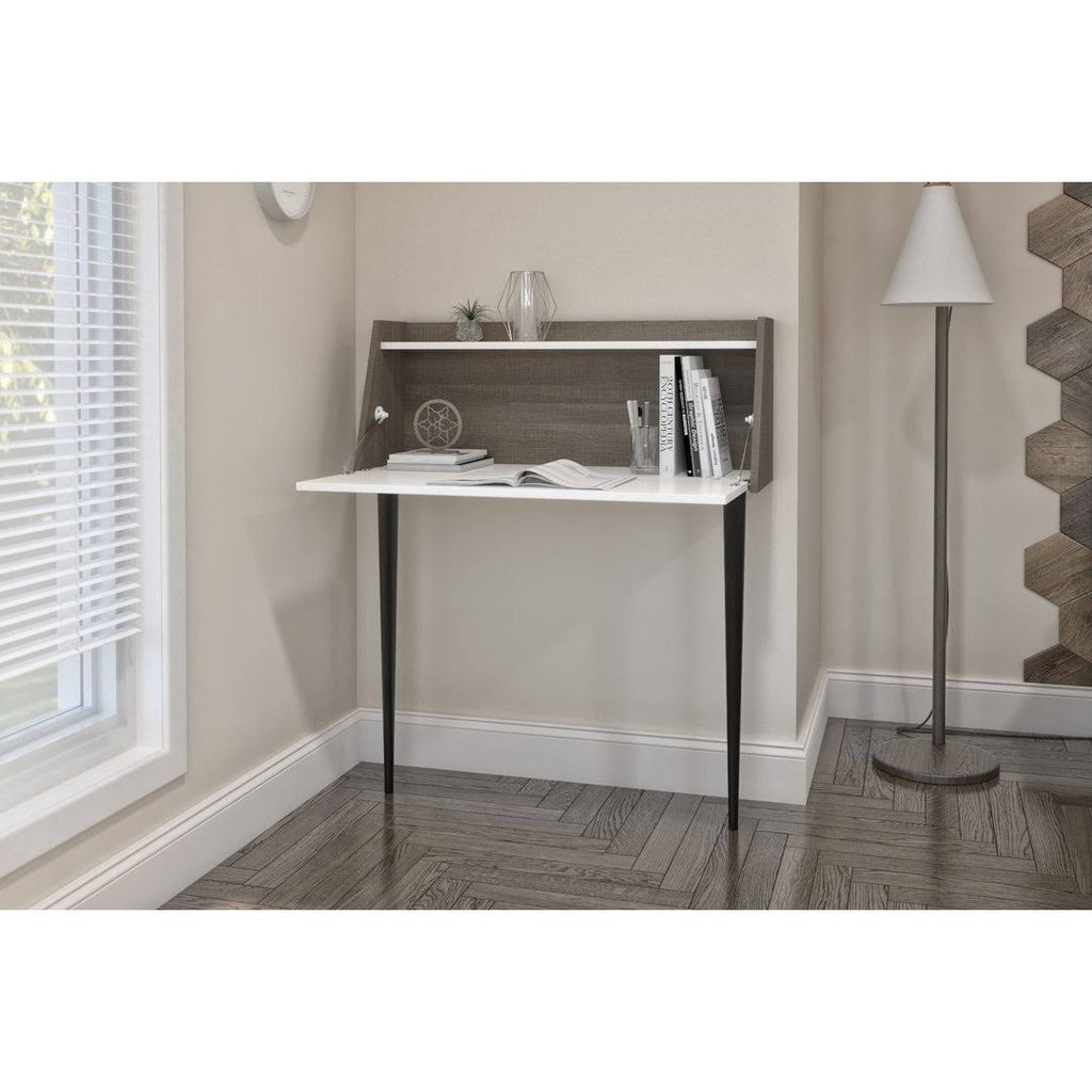Secretary Desk in White and Bark Grey H781