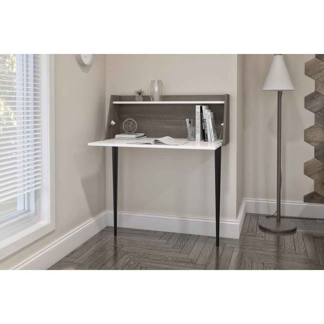 Secretary Desk in White and Bark Grey H781