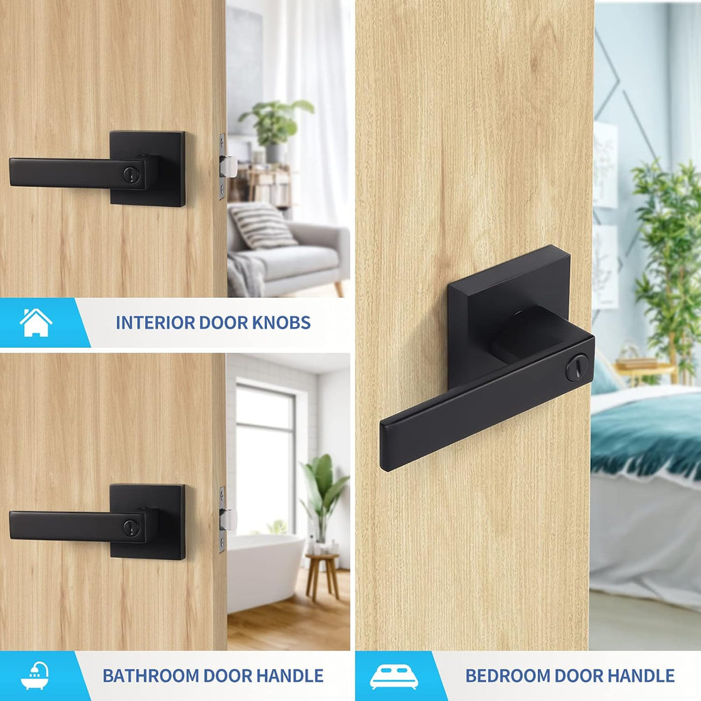 3 Pack Matte Black Door Lever Handles X480767