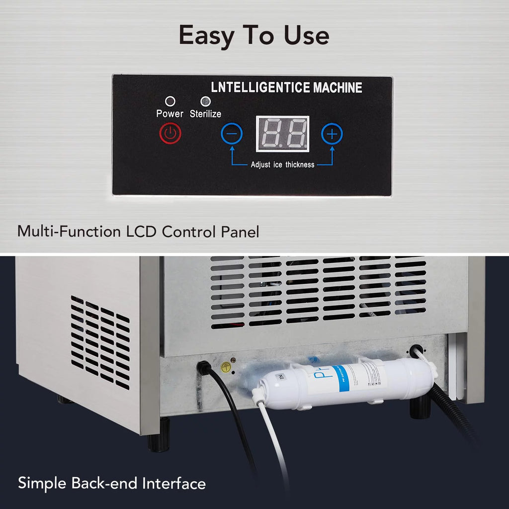 Commercial Stainless Steel Ice Maker with 44lbs Ice Storage Y367